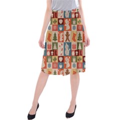 Cute Christmas Seamless Pattern Vector  - Midi Beach Skirt