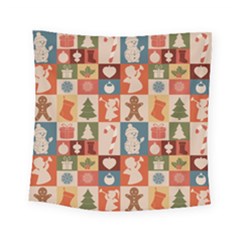 Cute Christmas Seamless Pattern Vector  - Square Tapestry (small)