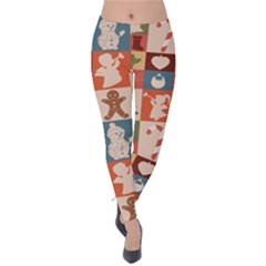 Cute Christmas Seamless Pattern Vector  - Velvet Leggings