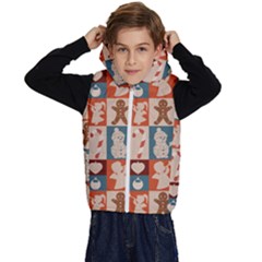 Cute Christmas Seamless Pattern Vector  - Kids  Stylish Hooded Puffer Vest by Ket1n9