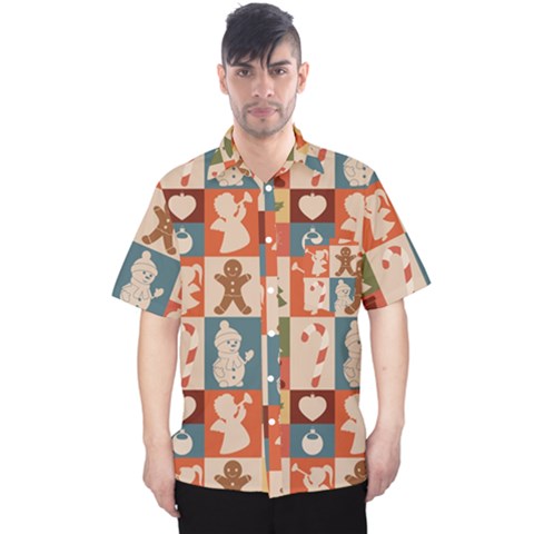 Cute Christmas Seamless Pattern Vector  - Men s Hawaii Shirt by Ket1n9