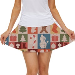 Cute Christmas Seamless Pattern Vector  - Women s Skort