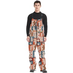 Cute Christmas Seamless Pattern Vector  - Men s Front Zip Ski And Snowboard Bib Pants by Ket1n9