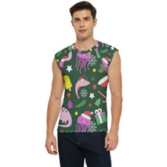 Dinosaur Colorful Funny Christmas Pattern Men s Raglan Cap Sleeve T-shirt