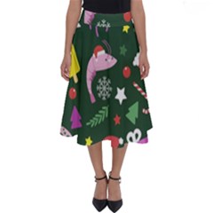 Dinosaur Colorful Funny Christmas Pattern Perfect Length Midi Skirt