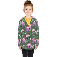 Dinosaur Colorful Funny Christmas Pattern Kids  Double Breasted Button Coat