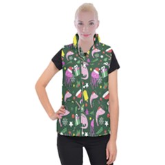 Dinosaur Colorful Funny Christmas Pattern Women s Button Up Vest