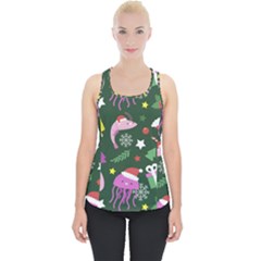 Dinosaur Colorful Funny Christmas Pattern Piece Up Tank Top by Ket1n9