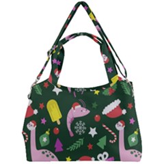 Dinosaur Colorful Funny Christmas Pattern Double Compartment Shoulder Bag by Ket1n9