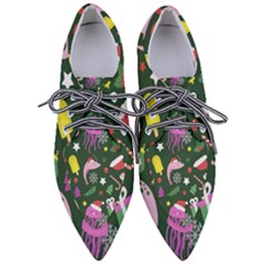 Dinosaur Colorful Funny Christmas Pattern Pointed Oxford Shoes