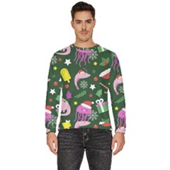 Dinosaur Colorful Funny Christmas Pattern Men s Fleece Sweatshirt