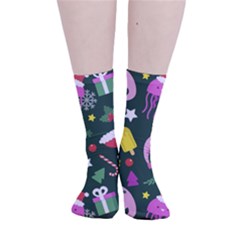 Dinosaur Colorful Funny Christmas Pattern Smooth Crew Length Tube Socks by Ket1n9