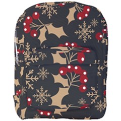 Christmas Pattern With Snowflakes Berries Full Print Backpack