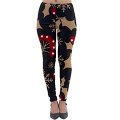 Christmas Pattern With Snowflakes Berries Lightweight Velour Leggings