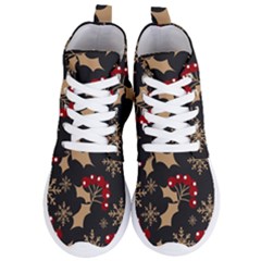 Christmas Pattern With Snowflakes Berries Women s Lightweight High Top Sneakers