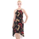 Christmas Pattern With Snowflakes Berries High-Low Halter Chiffon Dress  View1