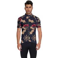 Christmas Pattern With Snowflakes Berries Men s Short Sleeve Cycling Jersey by Ket1n9