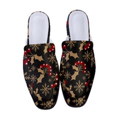 Christmas Pattern With Snowflakes Berries Women s Classic Backless Heels