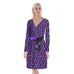 Christmas Paper Star Texture Long Sleeve Velvet Front Wrap Dress