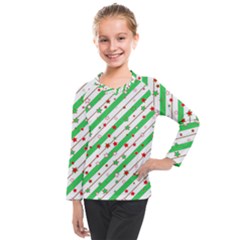 Christmas Paper Stars Pattern Texture Background Colorful Colors Seamless Kids  Long Mesh T-shirt