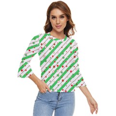 Christmas Paper Stars Pattern Texture Background Colorful Colors Seamless Bell Sleeve Top