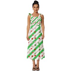 Christmas Paper Stars Pattern Texture Background Colorful Colors Seamless Tie-strap Tiered Midi Chiffon Dress by Ket1n9