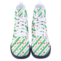 Christmas Paper Stars Pattern Texture Background Colorful Colors Seamless Men s High-top Canvas Sneakers by Ket1n9