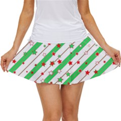 Christmas Paper Stars Pattern Texture Background Colorful Colors Seamless Women s Skort