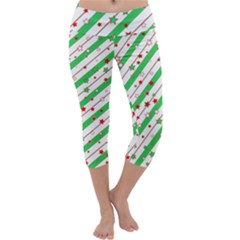 Christmas Paper Stars Pattern Texture Background Colorful Colors Seamless Capri Yoga Leggings