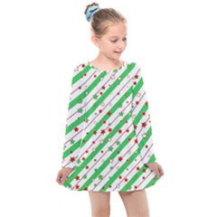 Christmas Paper Stars Pattern Texture Background Colorful Colors Seamless Kids  Long Sleeve Dress