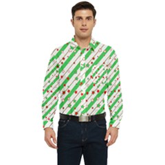 Christmas Paper Stars Pattern Texture Background Colorful Colors Seamless Men s Long Sleeve Pocket Shirt 