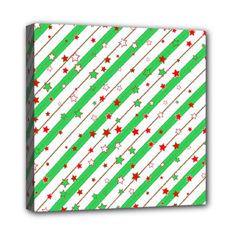 Christmas Paper Stars Pattern Texture Background Colorful Colors Seamless Mini Canvas 8  X 8  (stretched)