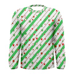 Christmas Paper Stars Pattern Texture Background Colorful Colors Seamless Men s Long Sleeve T-shirt