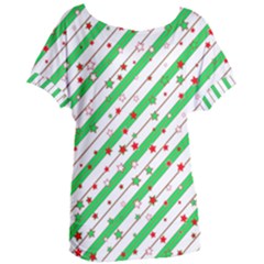 Christmas Paper Stars Pattern Texture Background Colorful Colors Seamless Women s Oversized T-shirt