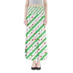 Christmas Paper Stars Pattern Texture Background Colorful Colors Seamless Full Length Maxi Skirt