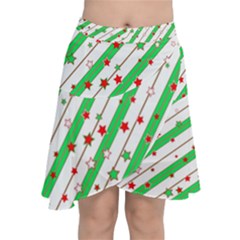 Christmas Paper Stars Pattern Texture Background Colorful Colors Seamless Chiffon Wrap Front Skirt