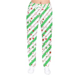 Christmas Paper Stars Pattern Texture Background Colorful Colors Seamless Women Velvet Drawstring Pants