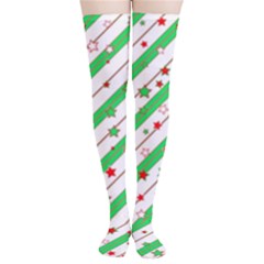 Christmas Paper Stars Pattern Texture Background Colorful Colors Seamless Thigh High Stockings by Ket1n9