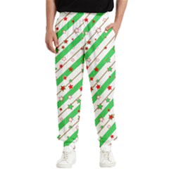 Christmas Paper Stars Pattern Texture Background Colorful Colors Seamless Men s Elastic Waist Pants