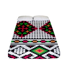 Ukrainian Folk Seamless Pattern Ethnic Ornament Border Element Traditional Fitted Sheet (full/ Double Size)