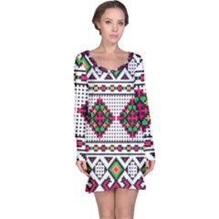 Ukrainian Folk Seamless Pattern Ethnic Ornament Border Element Traditional Long Sleeve Nightdress