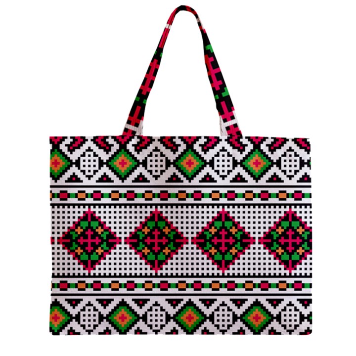 Ukrainian Folk Seamless Pattern Ethnic Ornament Border Element Traditional Zipper Mini Tote Bag