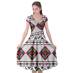 Ukrainian Folk Seamless Pattern Ethnic Ornament Border Element Traditional Cap Sleeve Wrap Front Dress