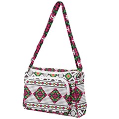 Ukrainian Folk Seamless Pattern Ethnic Ornament Border Element Traditional Front Pocket Crossbody Bag