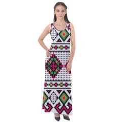 Ukrainian Folk Seamless Pattern Ethnic Ornament Border Element Traditional Sleeveless Velour Maxi Dress