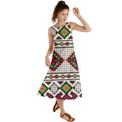 Ukrainian Folk Seamless Pattern Ethnic Ornament Border Element Traditional Summer Maxi Dress