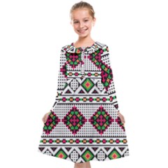 Ukrainian Folk Seamless Pattern Ethnic Ornament Border Element Traditional Kids  Midi Sailor Dress by Grandong