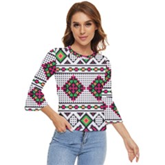 Ukrainian Folk Seamless Pattern Ethnic Ornament Border Element Traditional Bell Sleeve Top