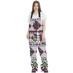 Ukrainian Folk Seamless Pattern Ethnic Ornament Border Element Traditional Women s Front Zip Ski And Snowboard Bib Pants by Grandong