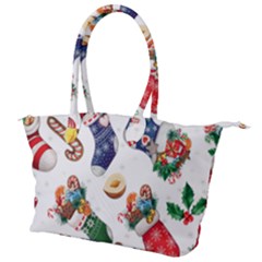 Christmas Socks Gloves Candy Cane Stocking Seamless Canvas Shoulder Bag